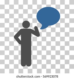 Man Idea Balloon icon. Vector illustration style is flat iconic bicolor symbol, cobalt and gray colors, transparent background. Designed for web and software interfaces.