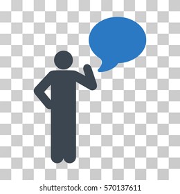 Man Idea Balloon icon. Vector illustration style is flat iconic bicolor symbol, smooth blue colors, transparent background. Designed for web and software interfaces.