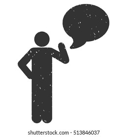 Man Idea Balloon rubber seal stamp watermark. Icon vector symbol with grunge design and corrosion texture. Scratched gray ink sticker on a white background.