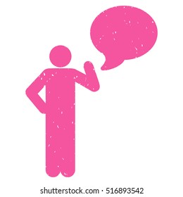 Man Idea Balloon rubber seal stamp watermark. Icon vector symbol with grunge design and corrosion texture. Scratched pink ink sign on a white background.