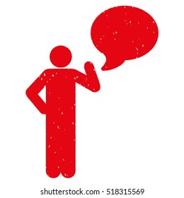 Man Idea Balloon rubber seal stamp watermark. Icon vector symbol with grunge design and corrosion texture. Scratched red ink sticker on a white background.