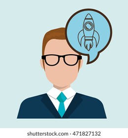 man idea bubble speak vector illustration design