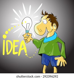 Man with idea bulb concept