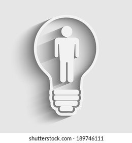 Man as idea, bulb vector concept