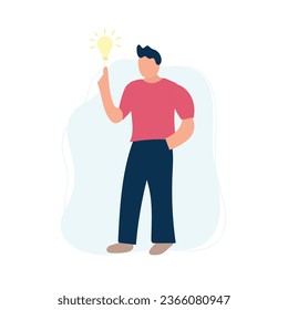 A man with an idea. Business concept. Vector illustration in flat style. 