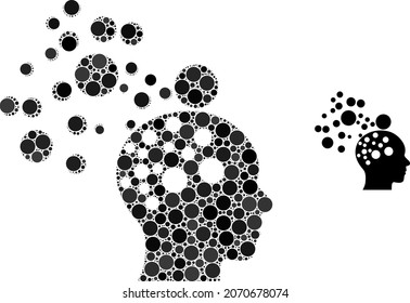 Man idea generation vector collage of round dots in different sizes and color shades. Dots are combined into man idea generation vector collage. Abstract vector illustration.