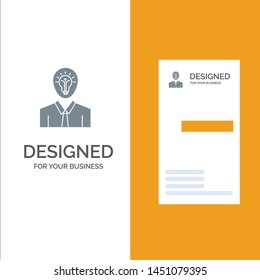 Man, Idea, Success, Light, Growth Grey Logo Design and Business Card Template