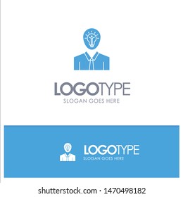 Man, Idea, Success, Light, Growth Blue Solid Logo with place for tagline. Vector Icon Template background