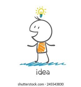 man with idea-bulb illustration