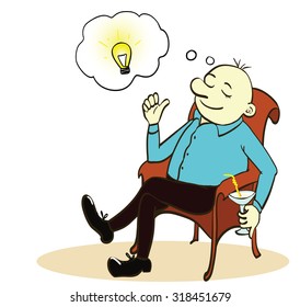 Man and ideas. Cartoon illustration. concept