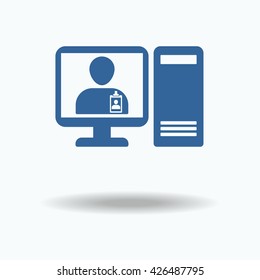 man with Identification card icon, Single flat icon on, white background. vector illustration., One of set web icons
