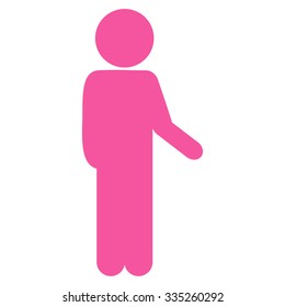 Man Idler vector icon. Style is flat symbol, pink color, rounded angles, white background.