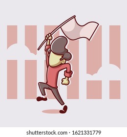 Man illustration with flag. file vector editable