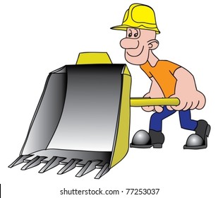 A man imitating a bulldozer