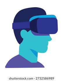 Man immersed in a virtual reality experience wearing a sleek vr headset showcasing modern technology in action flat vector illustration.