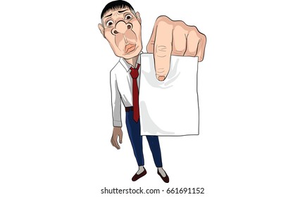 man inaction vector, angry man, showing receipt