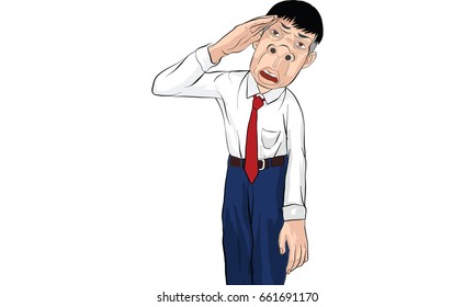 man inaction vector, angry man, showing receipt