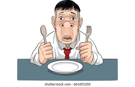 man inaction vector, angry man, showing receipt