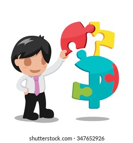 Man Include Jigsaw Color Dollar Vector