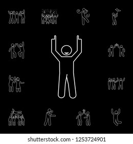 a man with indexed fingers icon. Detailed set of people celebration icons. Premium graphic design. One of the collection icons for websites, web design, mobile app