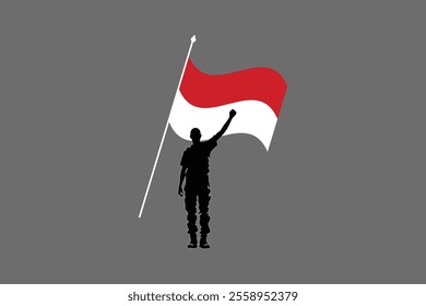 A Man with Indonesia flag, Flag of Indonesia national country symbol illustration Vector, Rectangle Indonesia flag illustration, Flat vector illustration
