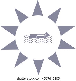 man, an inflatable mattress, coast, vacation