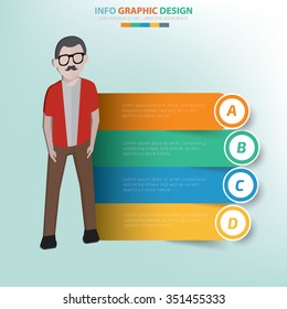 Man info graphic design,label for text,vector