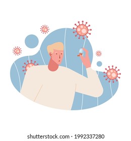 hombre con inhalador para covid19