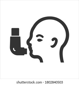 Man and Inhaler icon. Vector icon on white background.