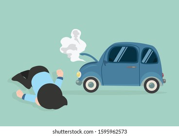 Man injured Car Knock Down with car