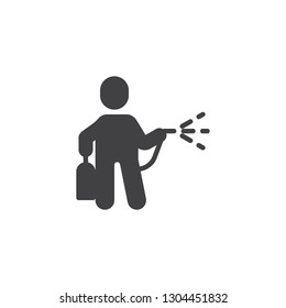 The Man With Insecticide Spray Vector Icon. Filled Flat Sign For Mobile Concept And Web Design. Man With Bug Sprayer Simple Solid Icon. Symbol, Logo Illustration. Pixel Perfect Vector