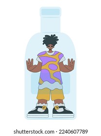 The man is inside the bottle. Alcoholism and addiction.