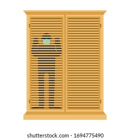 Man inside in closet Isolation from coronavirus. Quarantine from the virus. Pandemic.