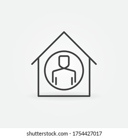 Mann innerhalb des Hauses Linie Symbol. Linearkonzept von Vector Stay at Home