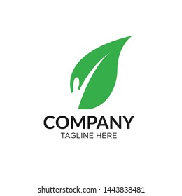 man inside leaf logo template. vector file eps 10 text and color is easy to edit
