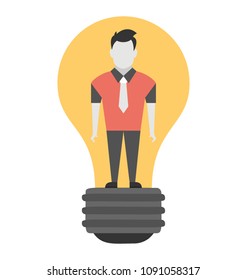 
A man inside a light bulb symbolising creative person
