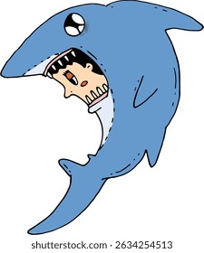 Man Inside The Shark Doodle Character