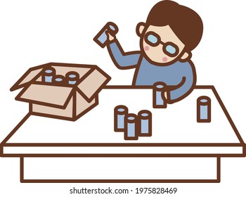 A man is inspecting a product.