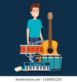 man with instruments