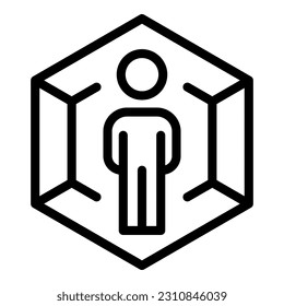 Vector de contorno de icono de integridad del hombre. Misión básica. Seguir el foco