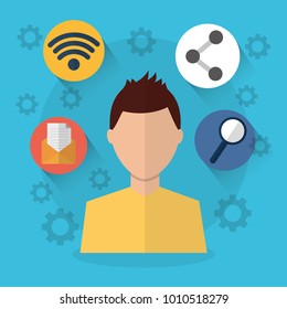 man internet wifi sharing email search icons