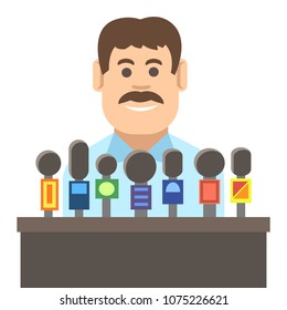
man interview journalists