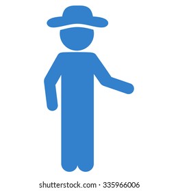 Man Invitation vector icon. Style is flat symbol, cobalt color, rounded angles, white background.