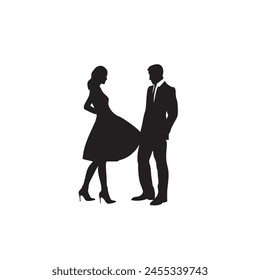 A man invites a girl to dance. Vector illustration