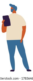 Hombre con vector de caracteres plano ipad