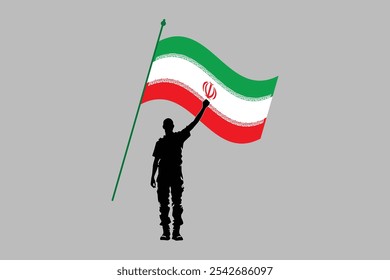 A Man with Iran flag, Bandeira do Irã símbolo nacional do país ilustração Vetor, Retângulo Irã bandeira ilustração, Vetor plano ilustração
