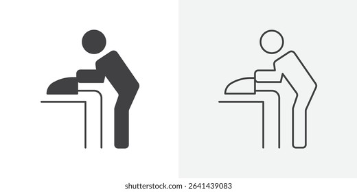 Man iron clothes icon Line graphics illustration