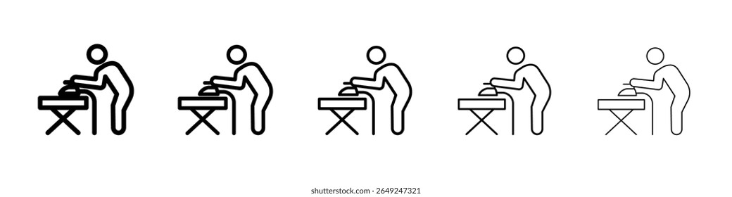 Man iron clothes icon thin line outline set or collection