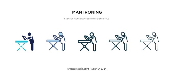 man ironing icon in different style vector illustration. two colored and black man ironing vector icons designed in filled, outline, line and stroke style can be used for web, mobile, ui