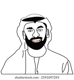 man, islam, arabian, muslim, family, isolated, woman, male, traditional, saudi, hijab, hand drawn, sketch, success, teamwork, corporate, one line, single, doodle, team, one, lines art, work, happy, ua